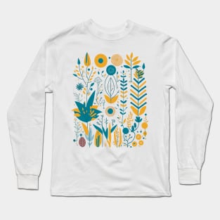 Bohemian Style Floral Shapes Long Sleeve T-Shirt